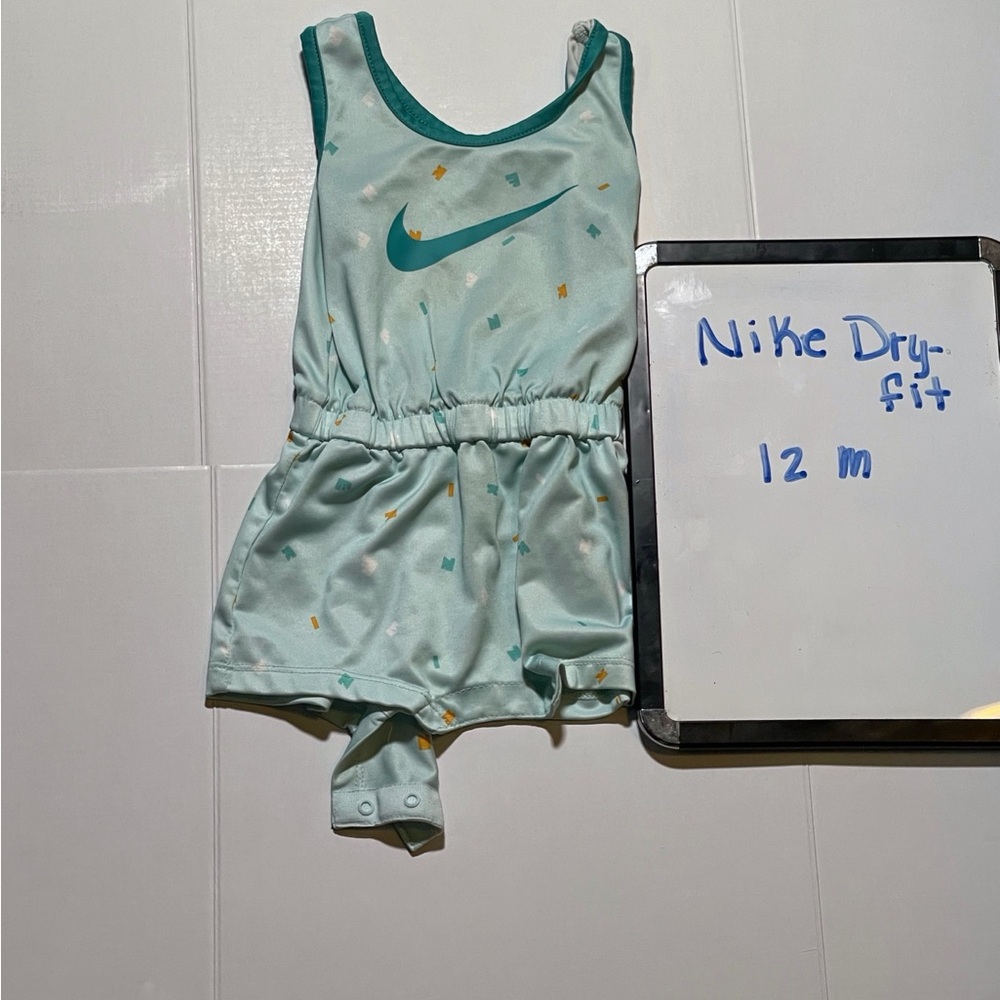 Nike Teal and Yellow Baby Romper
